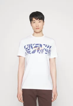 Pier One Leaf Chest Print Tee- Camiseta Estampada - White