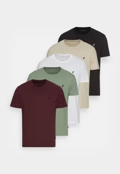 Pier One 5 Pack - Camiseta Básica - White/Green/Bordeaux/Black/Beige -Pier One 388df4ed46f64c049d4079afe6c50dc9 scaled