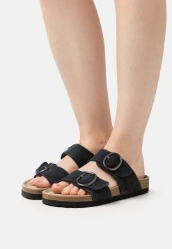 Pier One Leather - Sandalias Planas - Black