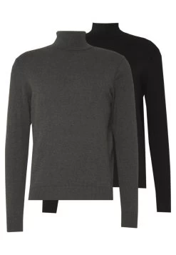 Pier One 2 Pack - Basic Turtleneck - Jersey De Punto - Black/Mottled Dark Grey
