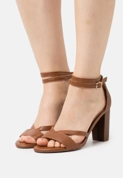 Pier One Leather - Sandalias De Tacón - Cognac