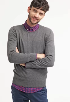 Pier One Basic Crewneck - Jersey De Punto - Dark Grey Melange