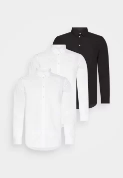 Pier One 3 Pack - Camisa Elegante - White/White/Black