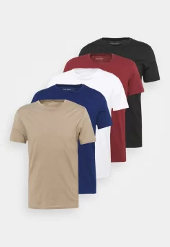 Pier One 5 Pack - Camiseta Básica - White/Black/Bordeaux -Pier One 821a9428a35f403f8260cec51cee307c scaled
