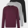 Pier One 3 Pack - Sudadera - Bordeaux/Black/Grey