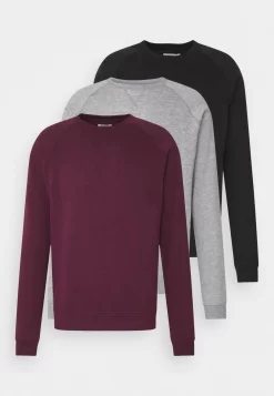 Pier One 3 Pack - Sudadera - Bordeaux/Black/Grey