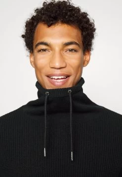 Pier One Structure Block High Collar - Chaqueta De Punto - Black -Pier One 8ae538afff544777a63a44071114fc02