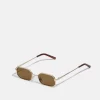 Pier One Unisex - Gafas De Sol - Gold-Coloured/Brown