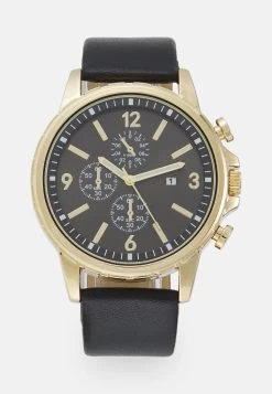 Pier One Unisex - Cronógrafo - Black/Gold-Coloured