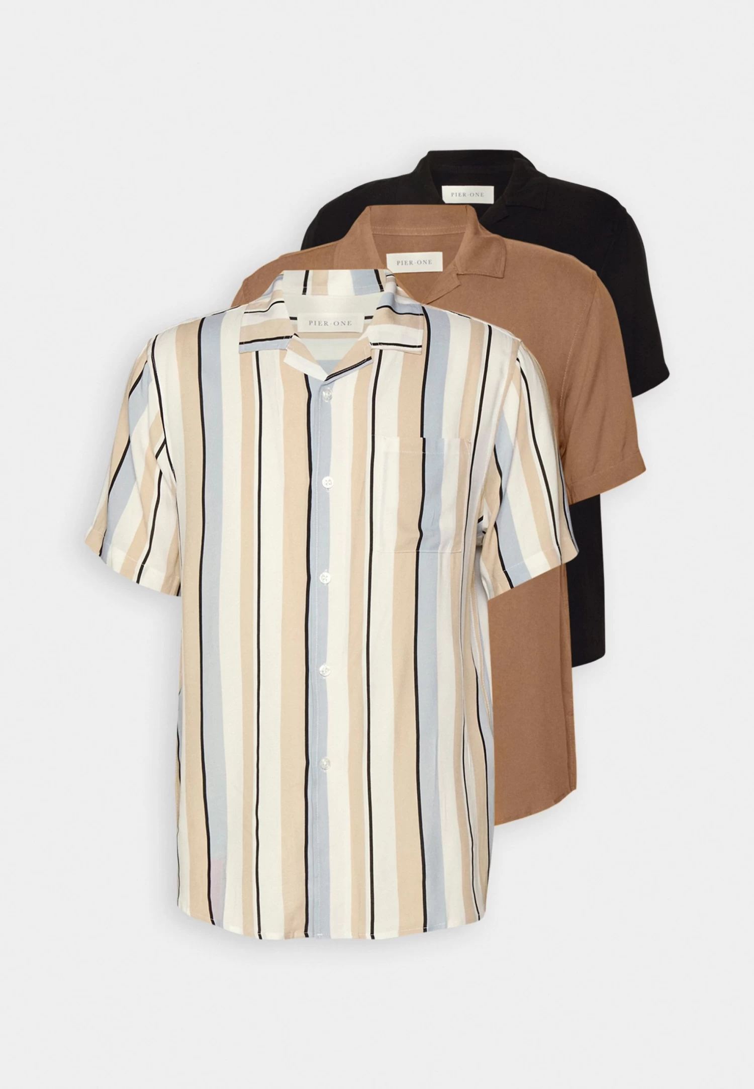 Pier One 3 Pack - Camisa - Beige/Black/White 6 Pier One 3 Pack - Camisa - Beige/Black/White - Imagen 6