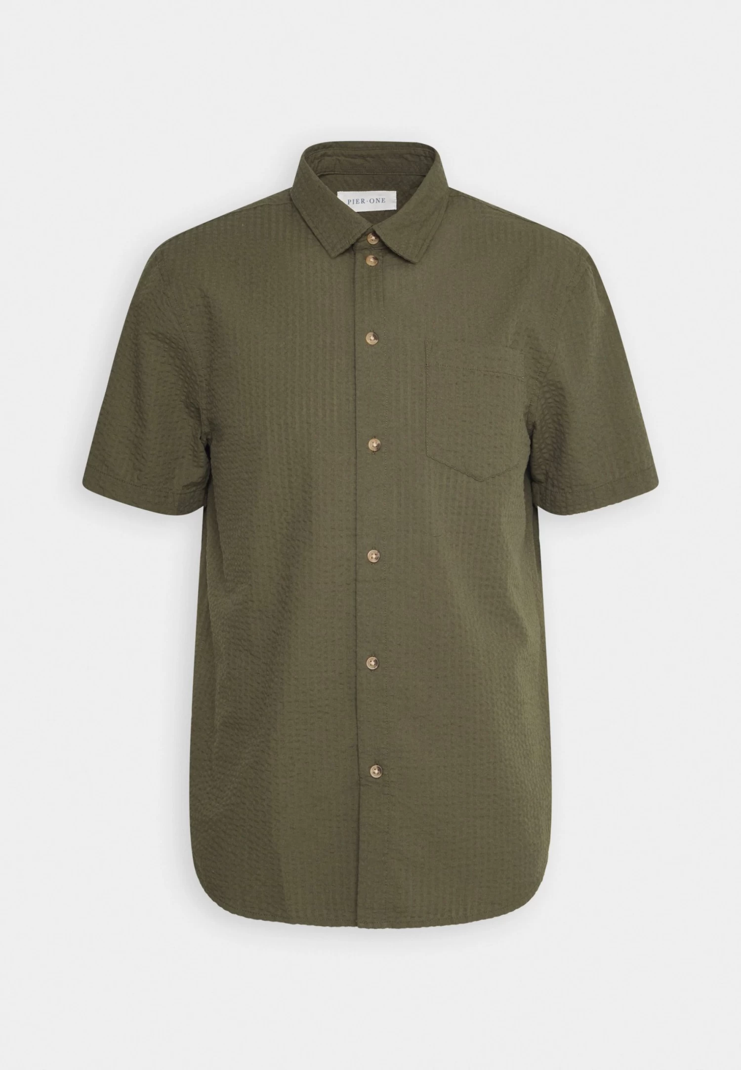 Pier One Seersucker Kent- Camisa - 604 - Olive 1 Pier One Seersucker Kent- Camisa - 604 - Olive