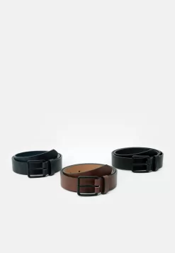 Pier One 3 Pack - Cinturón - Black - 802_Brown - 702_Dark Blue - 503