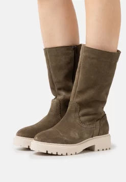 Pier One Leather Winter Boot - Botas - Khaki